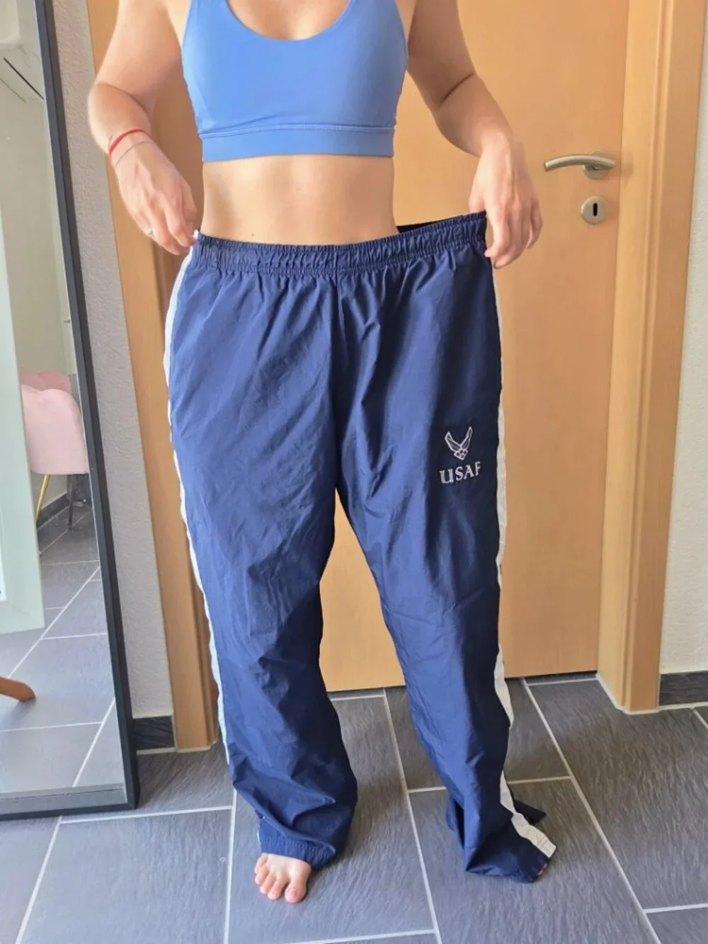 Soffe USAF Navy Blue White Track Pant Athletic PT Gear - XL